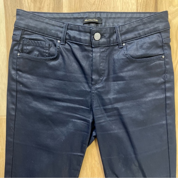 Mossimo Dutti Skinny Fit Leather Like Jeans Dark Blue Navy Size 6 - Picture 3 of 11